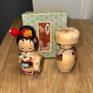 Source Unknown Colorful Wooden Kokeshi Dolls